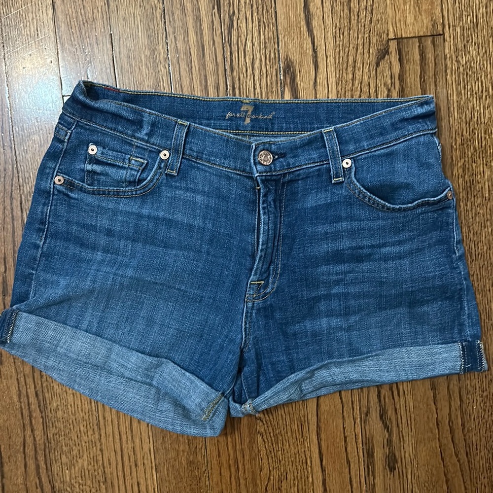 7 for all mankind Jean shorts with rolled hem. Size 27